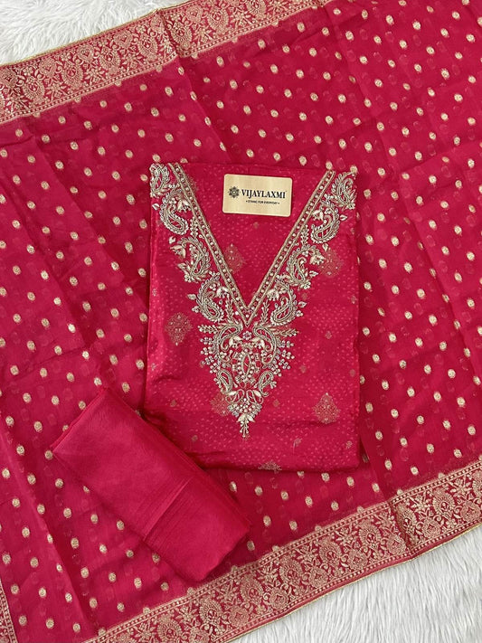 BANARASI SILK UNSTITCHED SUIT - Vijay Laxmi