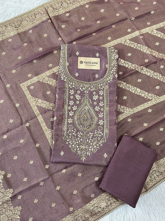 SHIMMER SILK COTTON UNSTITCHED SUIT - Vijay Laxmi