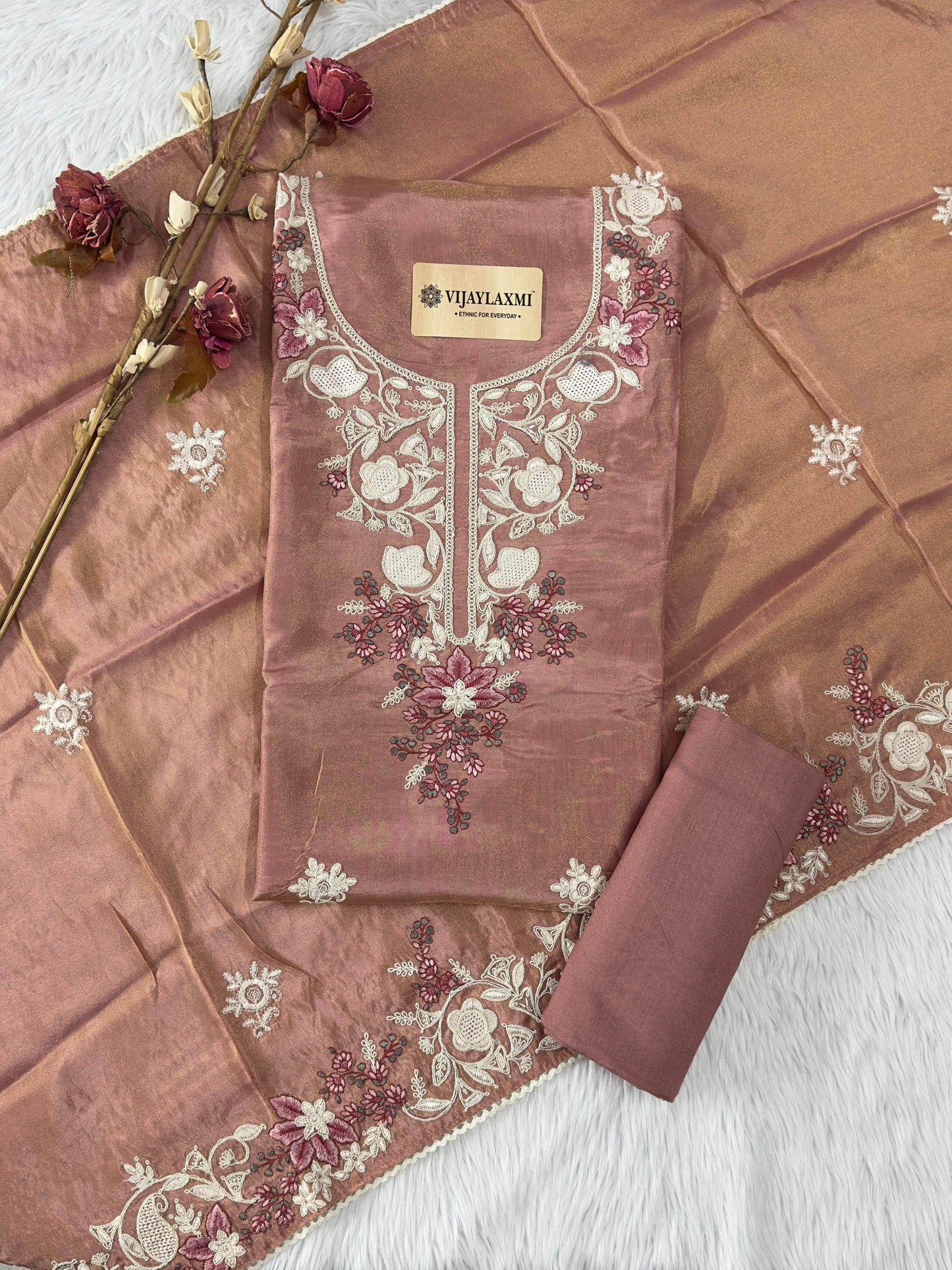 SHIMMER SILK UNSTITCHED SUIT - Vijay Laxmi