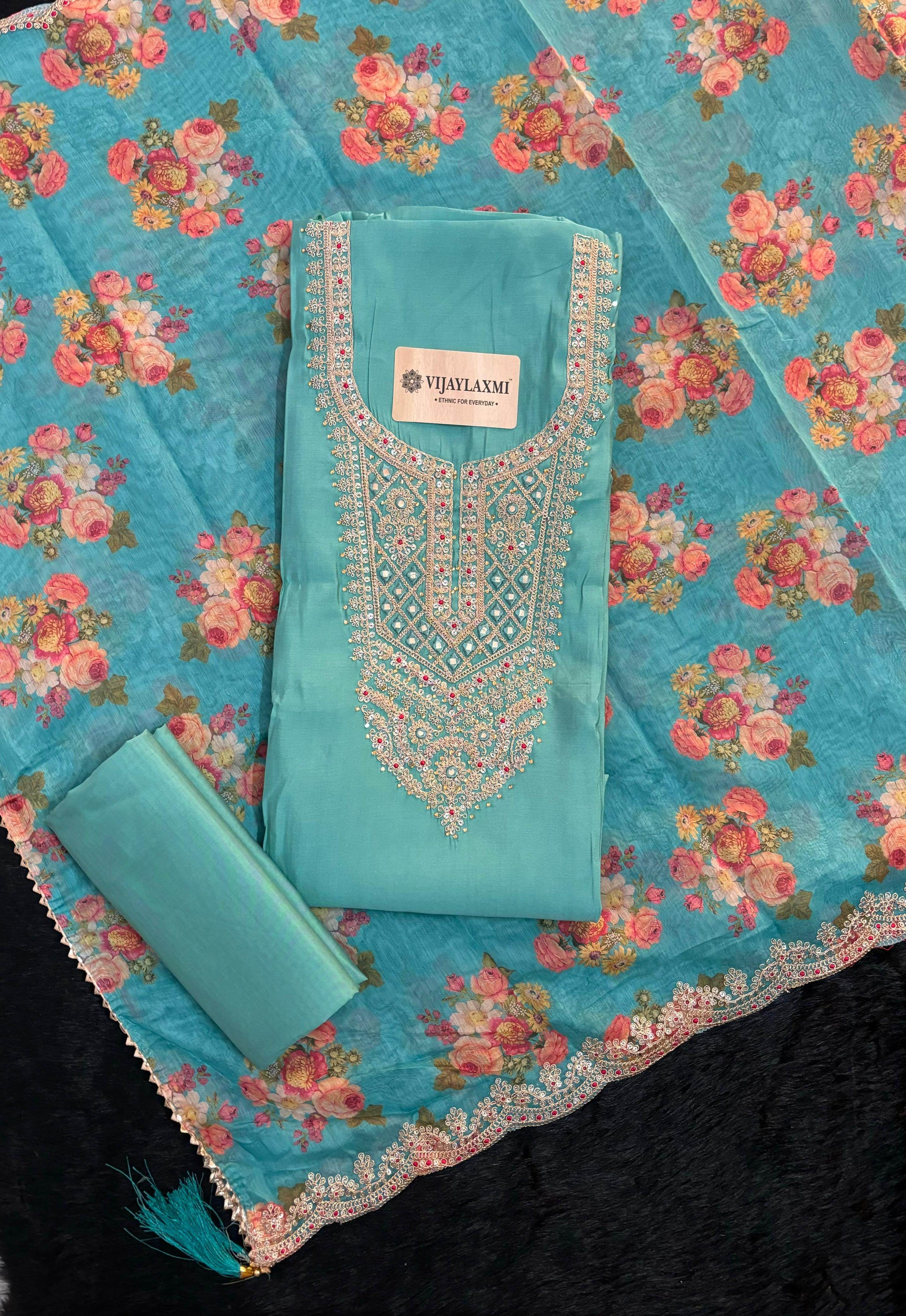 MUSLIN UNSTITCHED SUIT - Vijay Laxmi