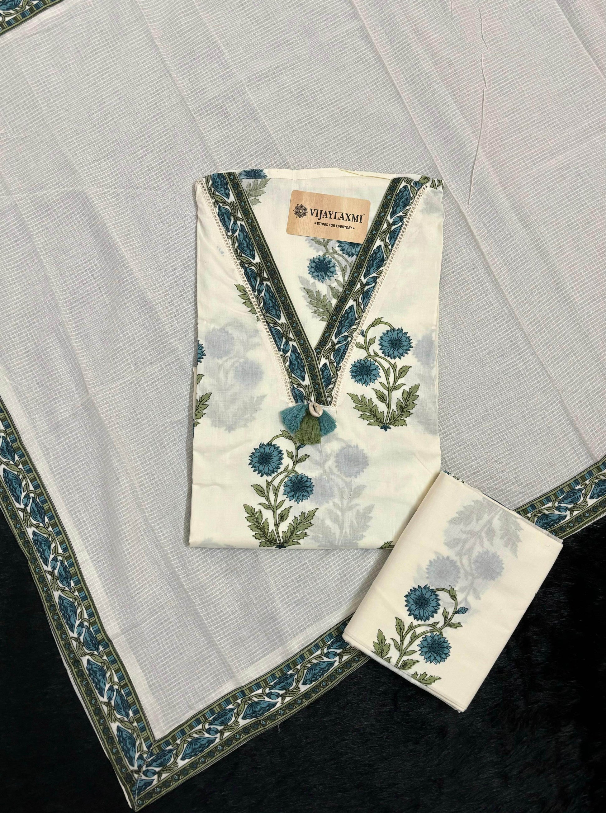 Cotton Suit Material with Cotton Dupatta - Vijay Laxmi