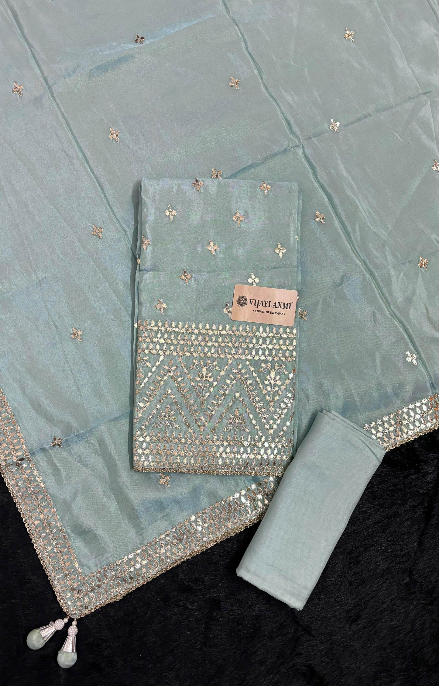 SHIMMER SILK UNSTITCHED SUIT - Vijay Laxmi