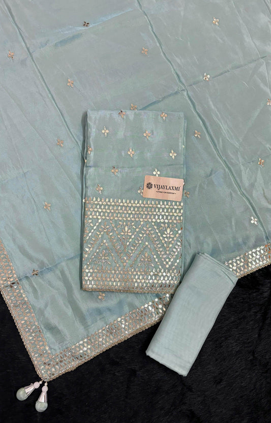 SHIMMER SILK UNSTITCHED SUIT - Vijay Laxmi