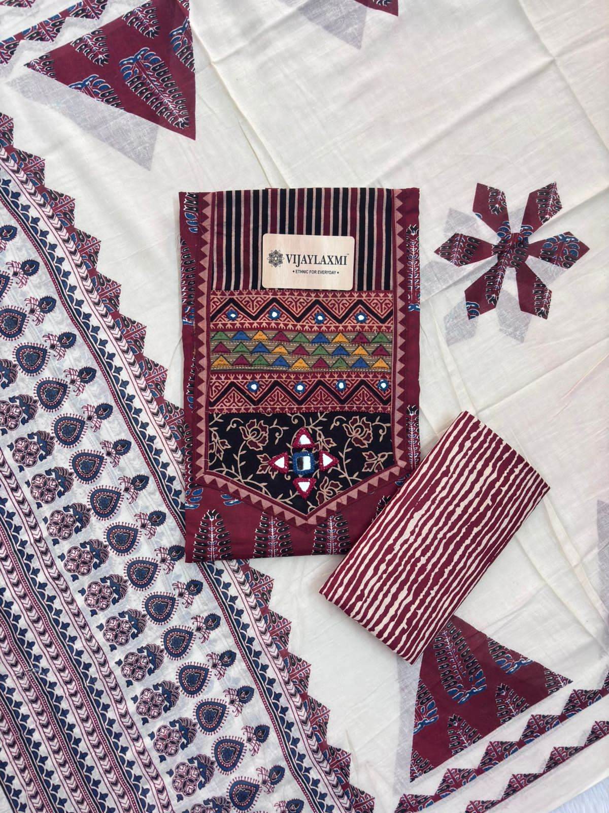 Cotton Suit Material with Cotton Dupatta - Vijay Laxmi