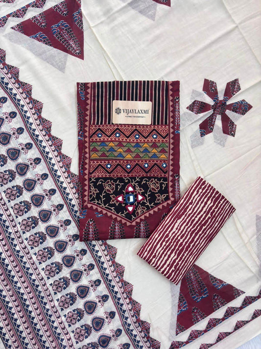 Cotton Suit Material with Cotton Dupatta - Vijay Laxmi