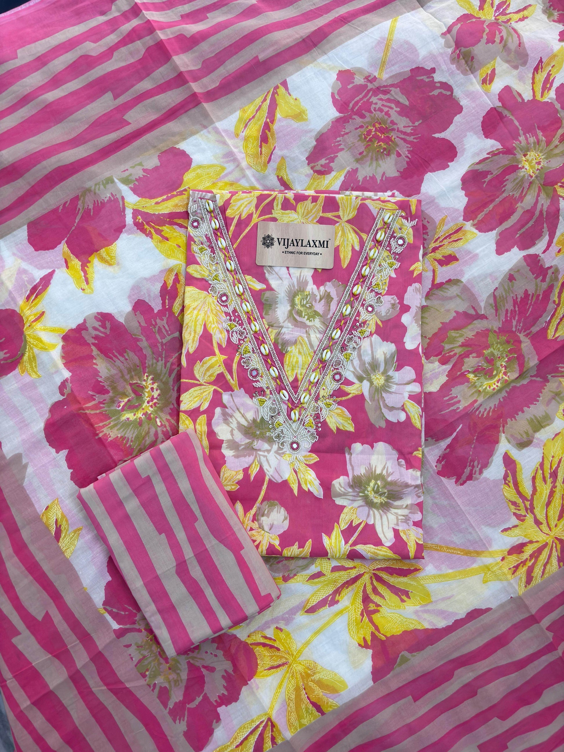 Cotton Suit Material with Cotton Dupatta - Vijay Laxmi