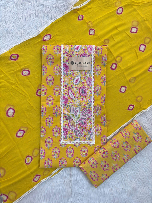 Cotton Suit Material with Chiffon Dupatta - Vijay Laxmi