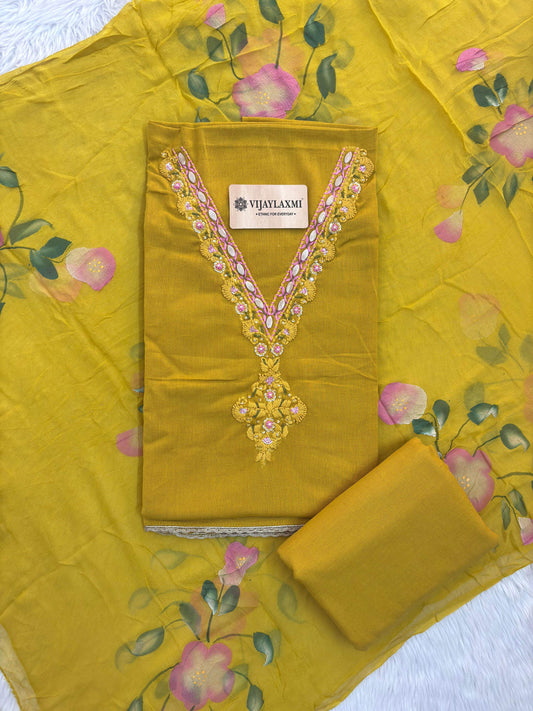 Cotton Suit Material with Chiffon Dupatta - Vijay Laxmi