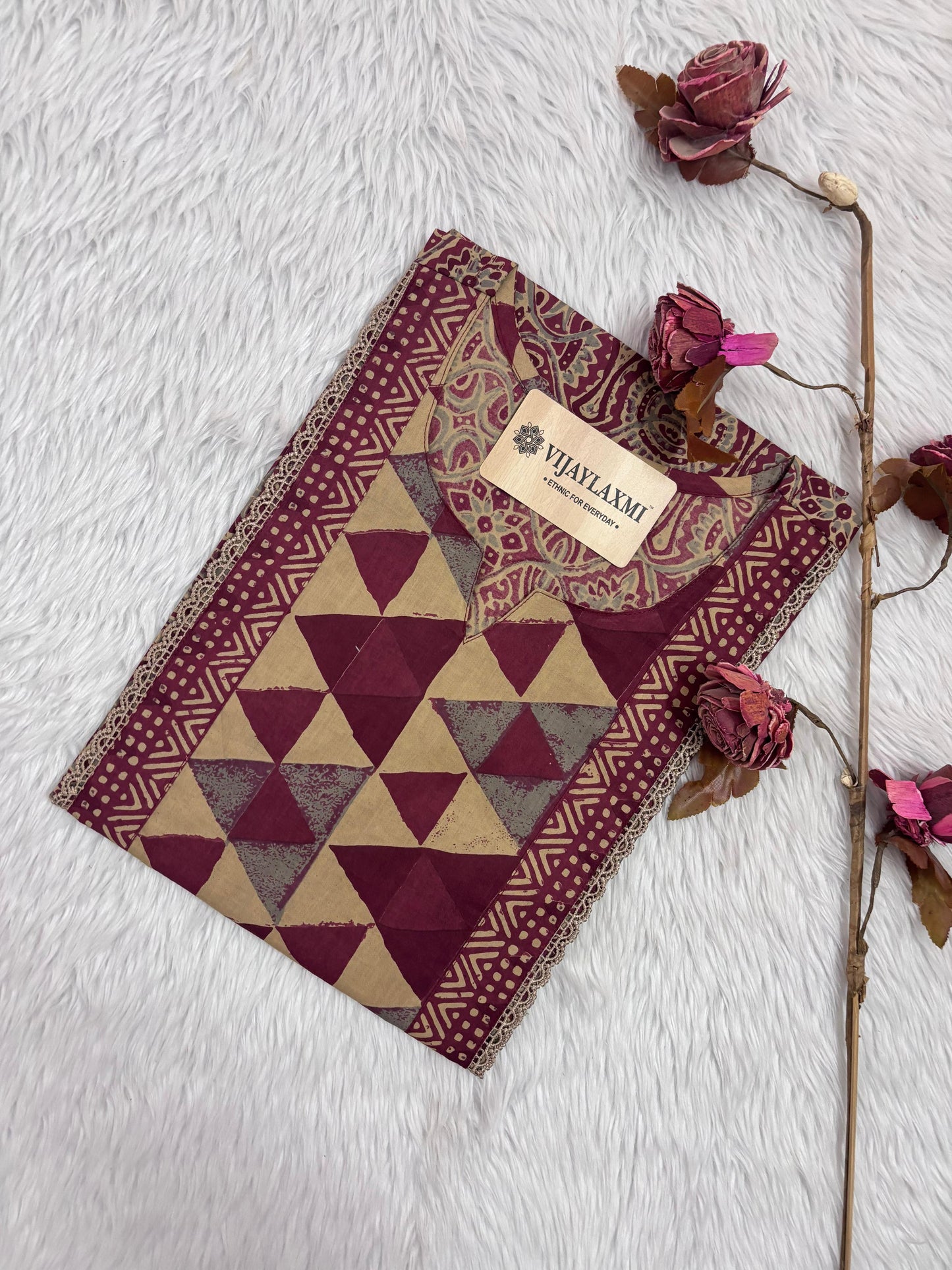 Airy Bagru Cotton Kurti for women rust