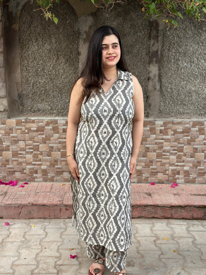 Ikkat cotton breathable kurta pant set