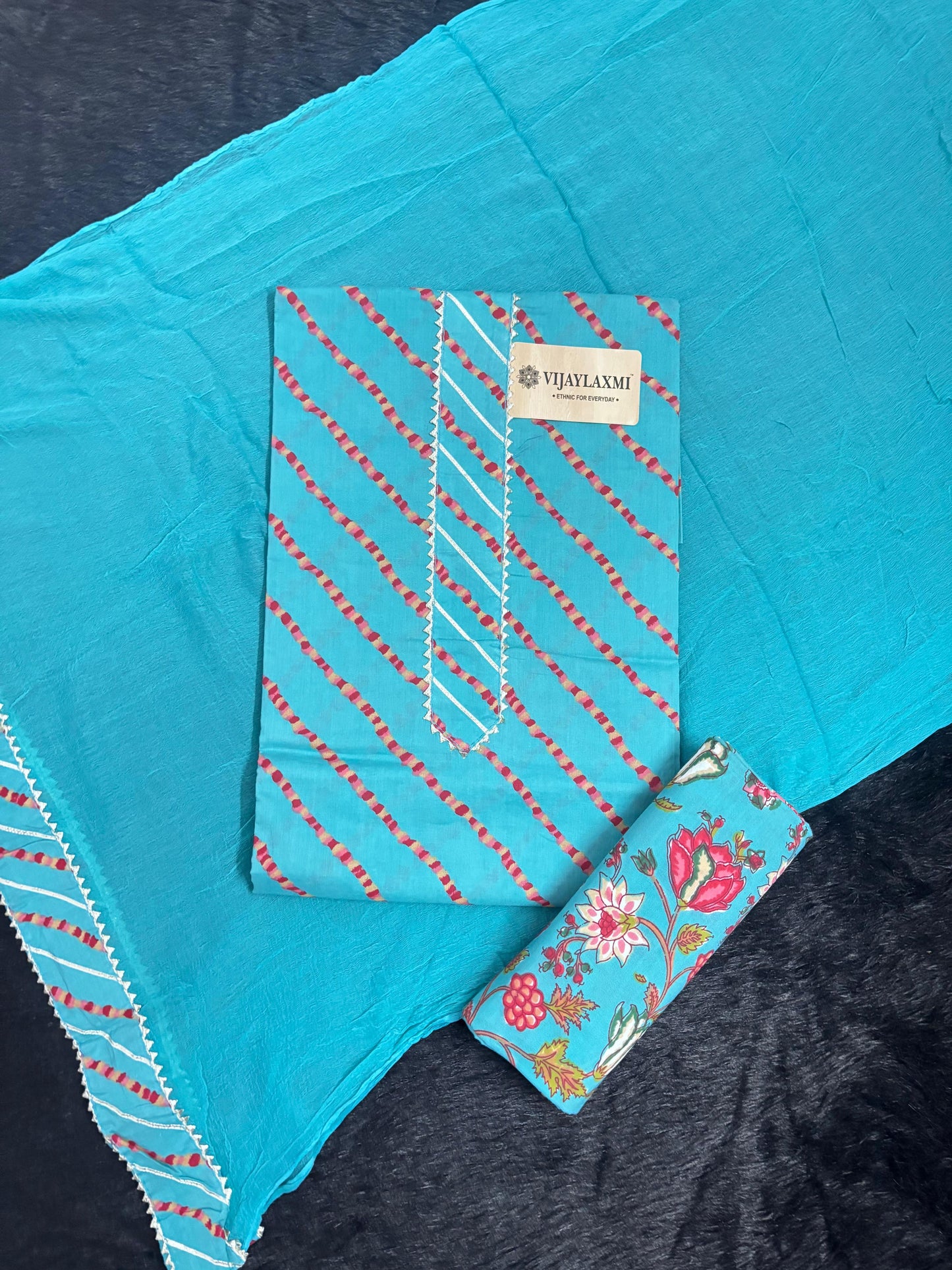 Cotton Suit Material with Chiffon Dupatta