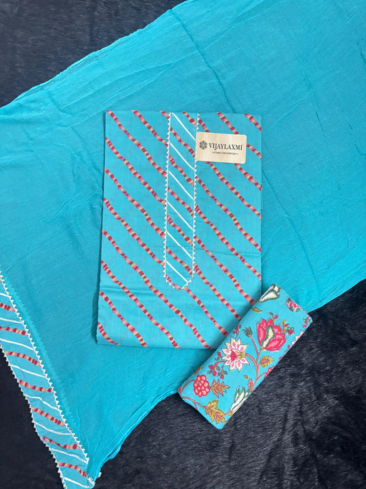 Cotton Suit Material with Chiffon Dupatta