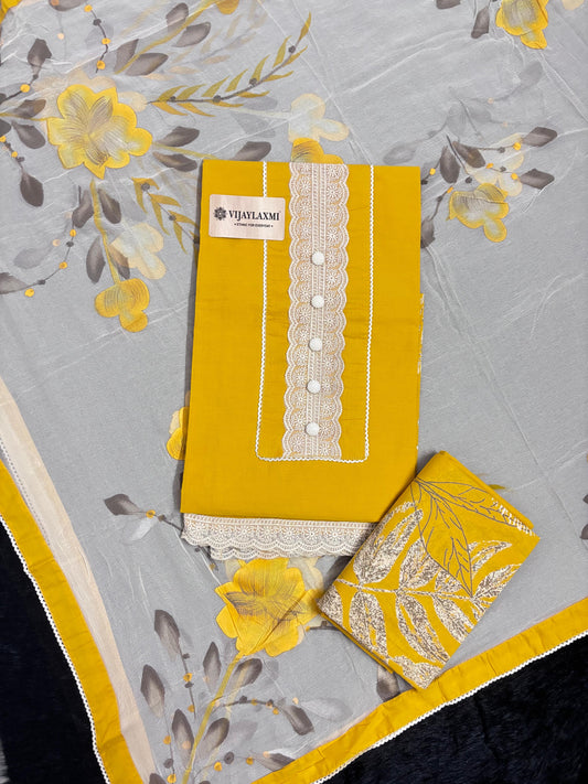 Cotton Suit Material with Chiffon Dupatta