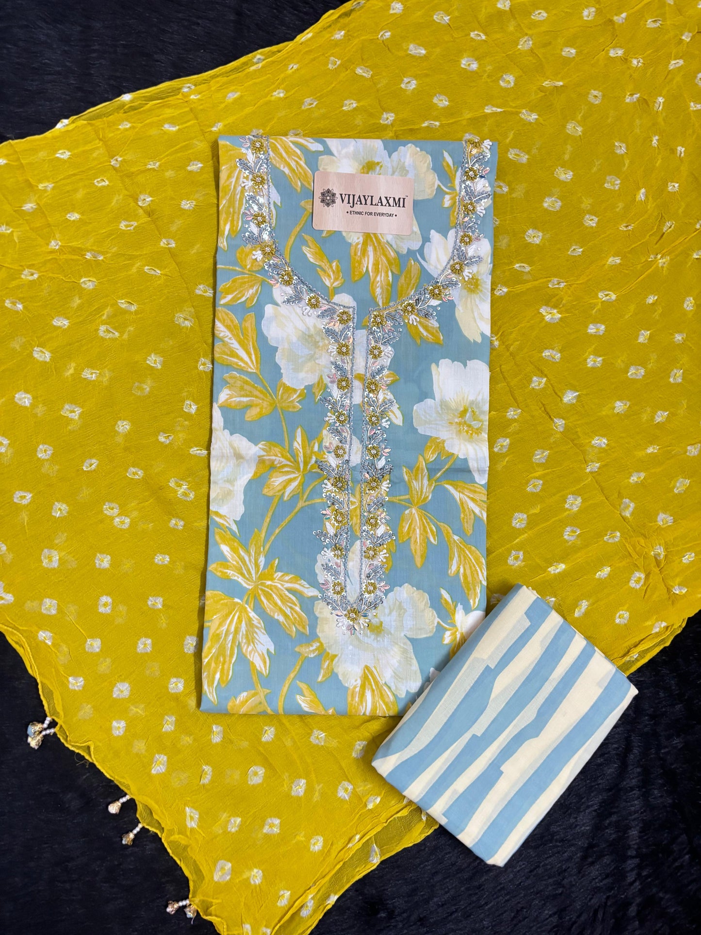 Cotton Suit Material with Chiffon Dupatta