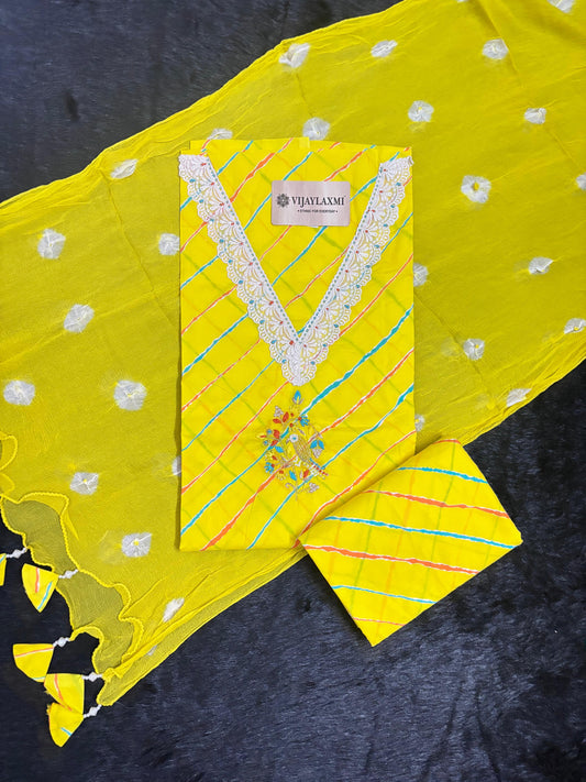 Cotton Suit Material with Chiffon Dupatta