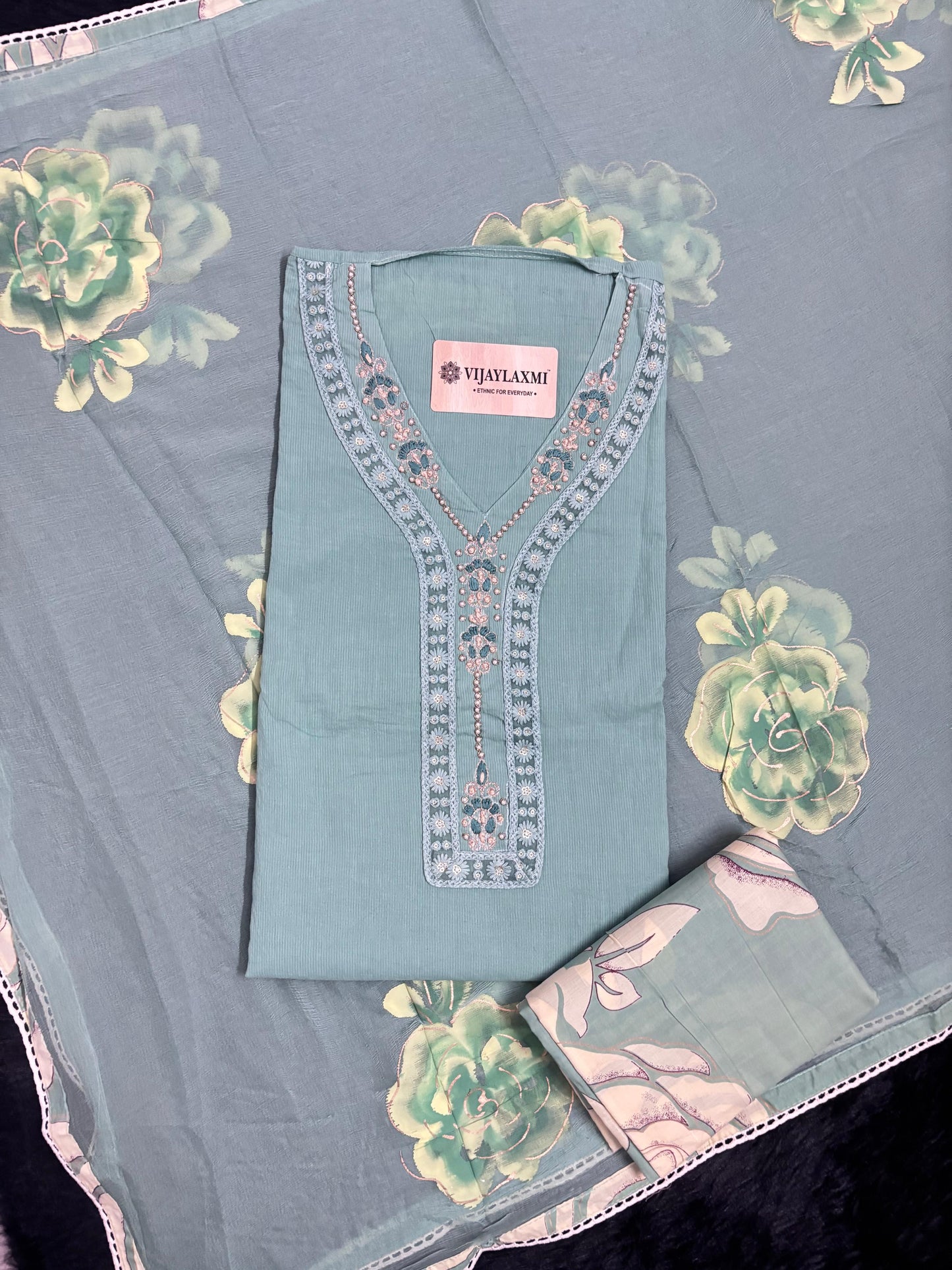 Cotton Suit Material with Chiffon Dupatta