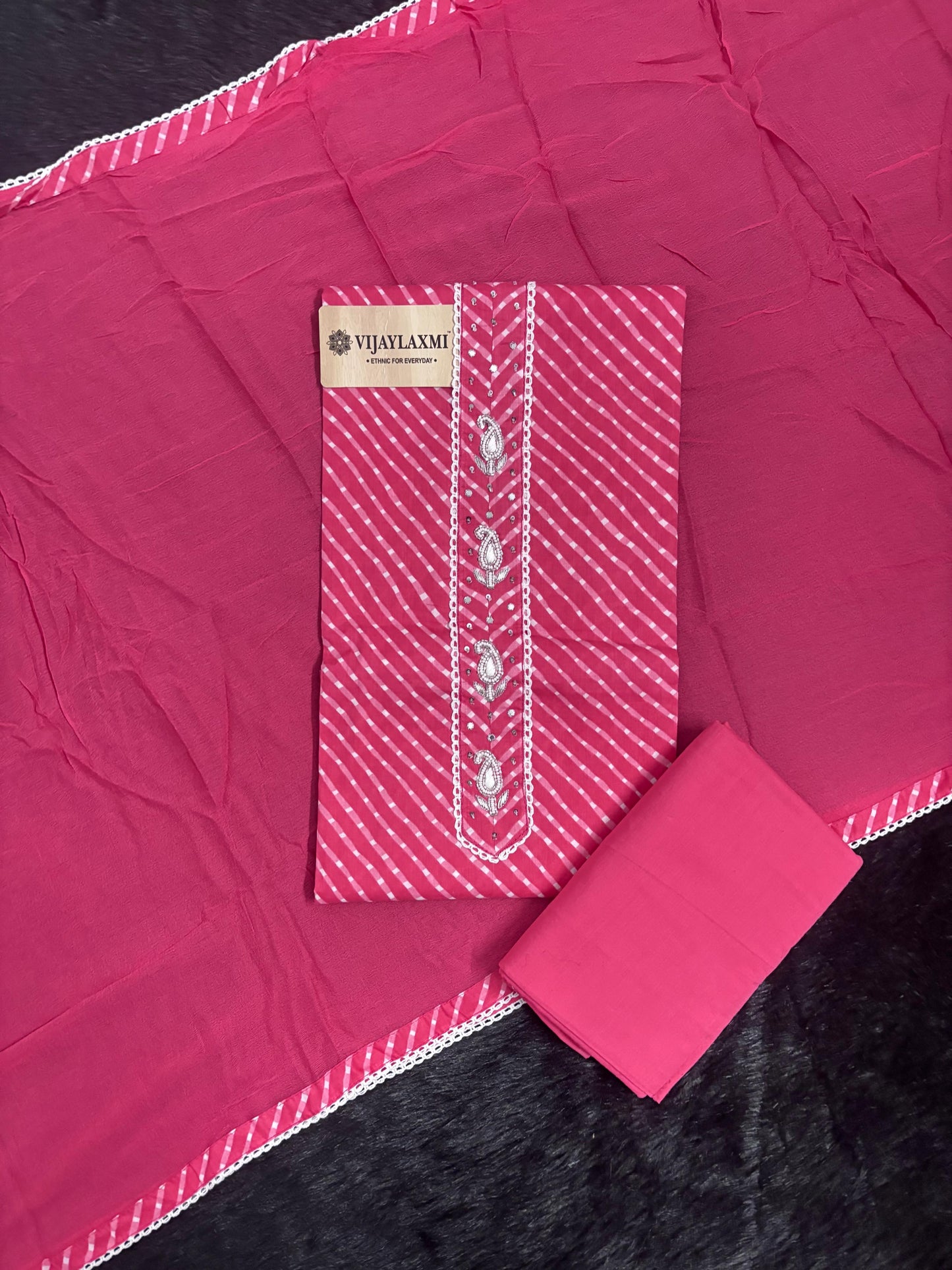 Cotton Suit Material with Chiffon Dupatta