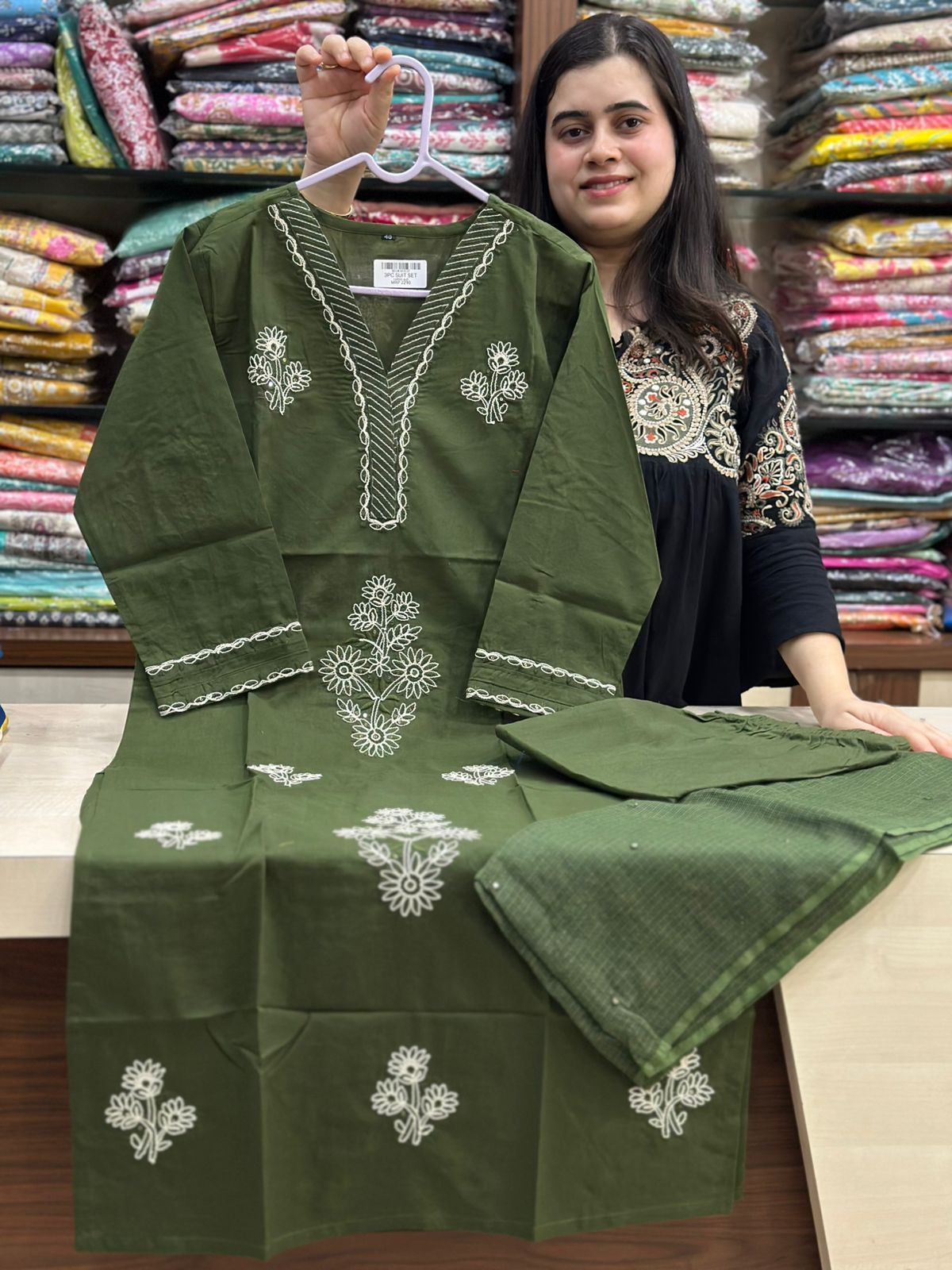 Premium Cotton kurta set for women with doriya  dupatta