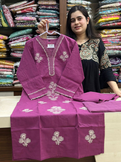 Premium Cotton kurta set for women with doriya  dupatta