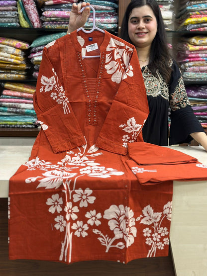 Premium Cotton kurta set for women with dupatta