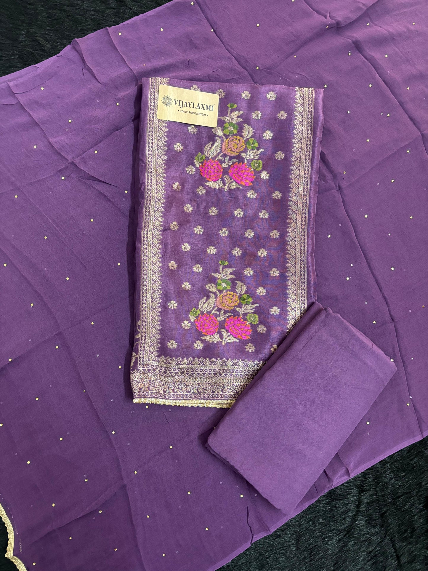 BANARASI DOLA SILK UNSTITCHED SUIT