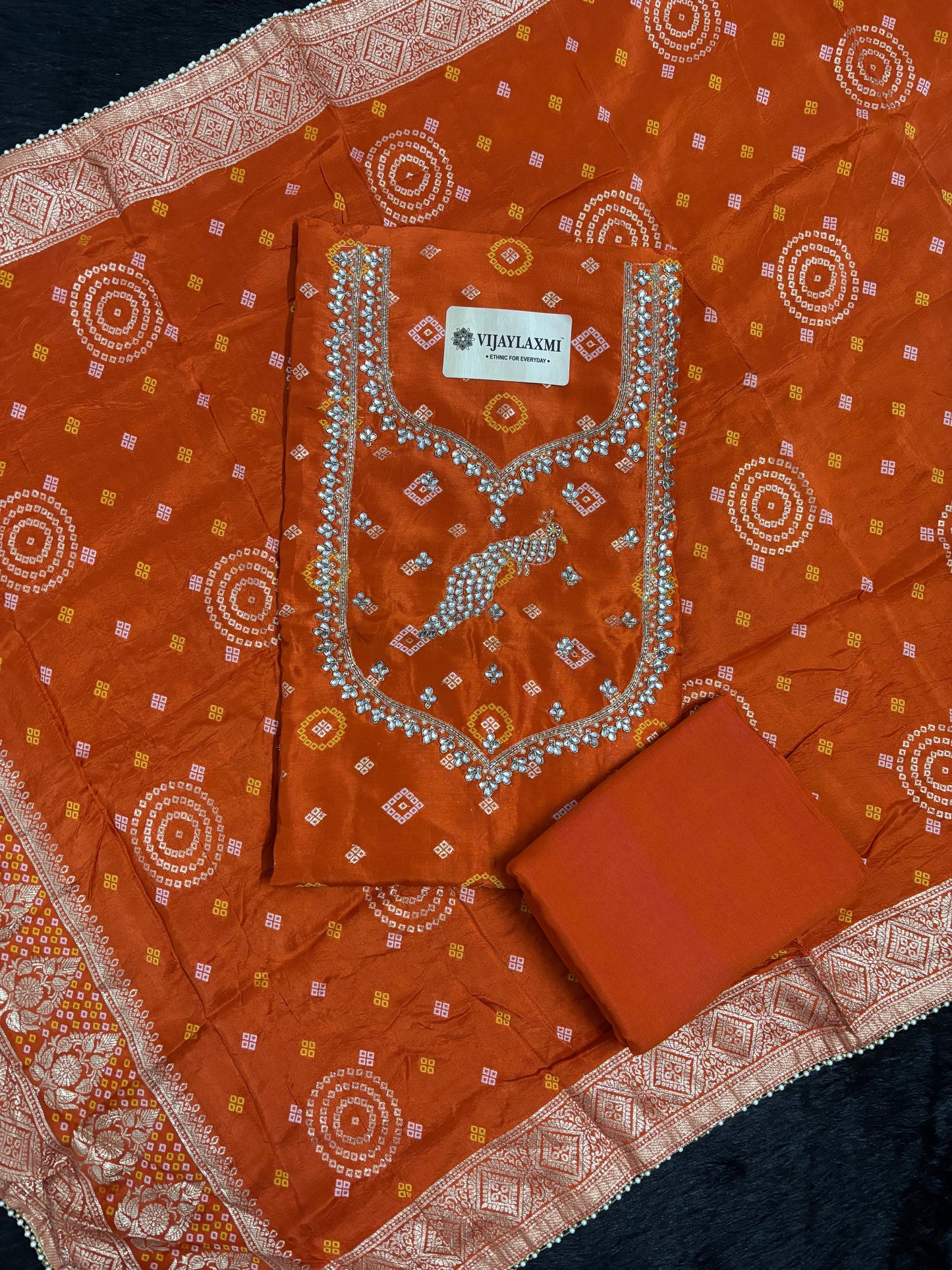 BANARASI DOLA SILK UNSTITCHED SUIT