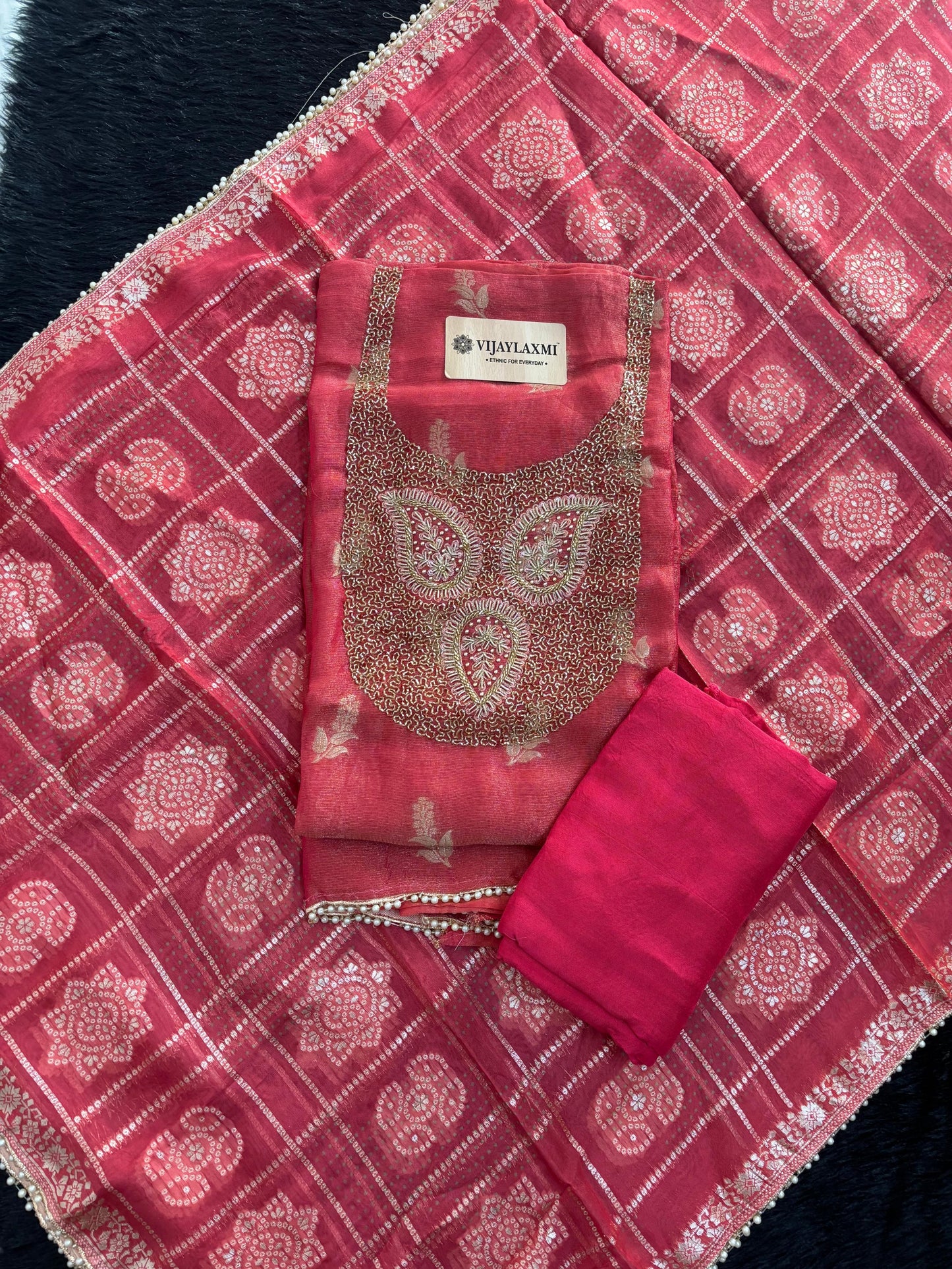 SHIMMER BANARASI SILK  UNSTITCHED SUIT