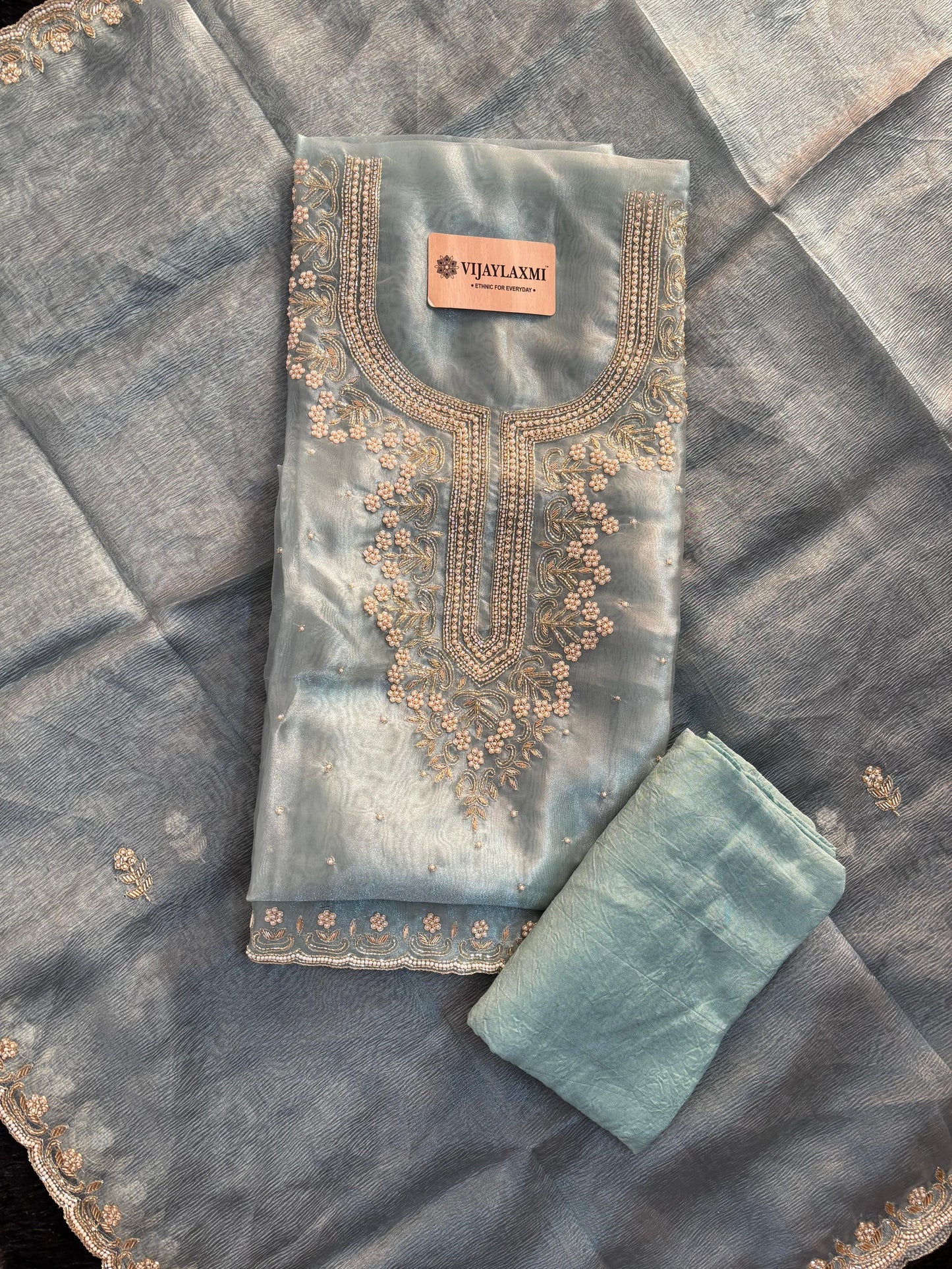 SHIMMER ORGANZA UNSTITCHED SUIT