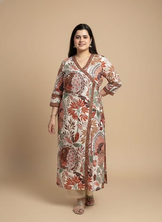 Angrakha Cotton Long kurti- Breathable & Stylish