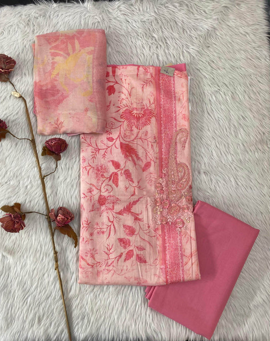 Pure Linen Cotton unstitched Suit - Vijay Laxmi