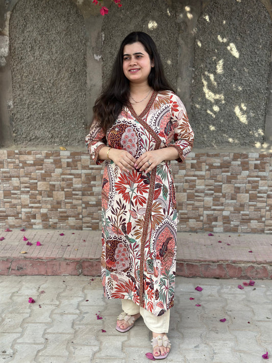 Angrakha Cotton Long kurti- Breathable & Stylish