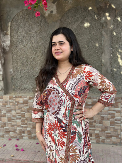 Angrakha Cotton Long kurti- Breathable & Stylish