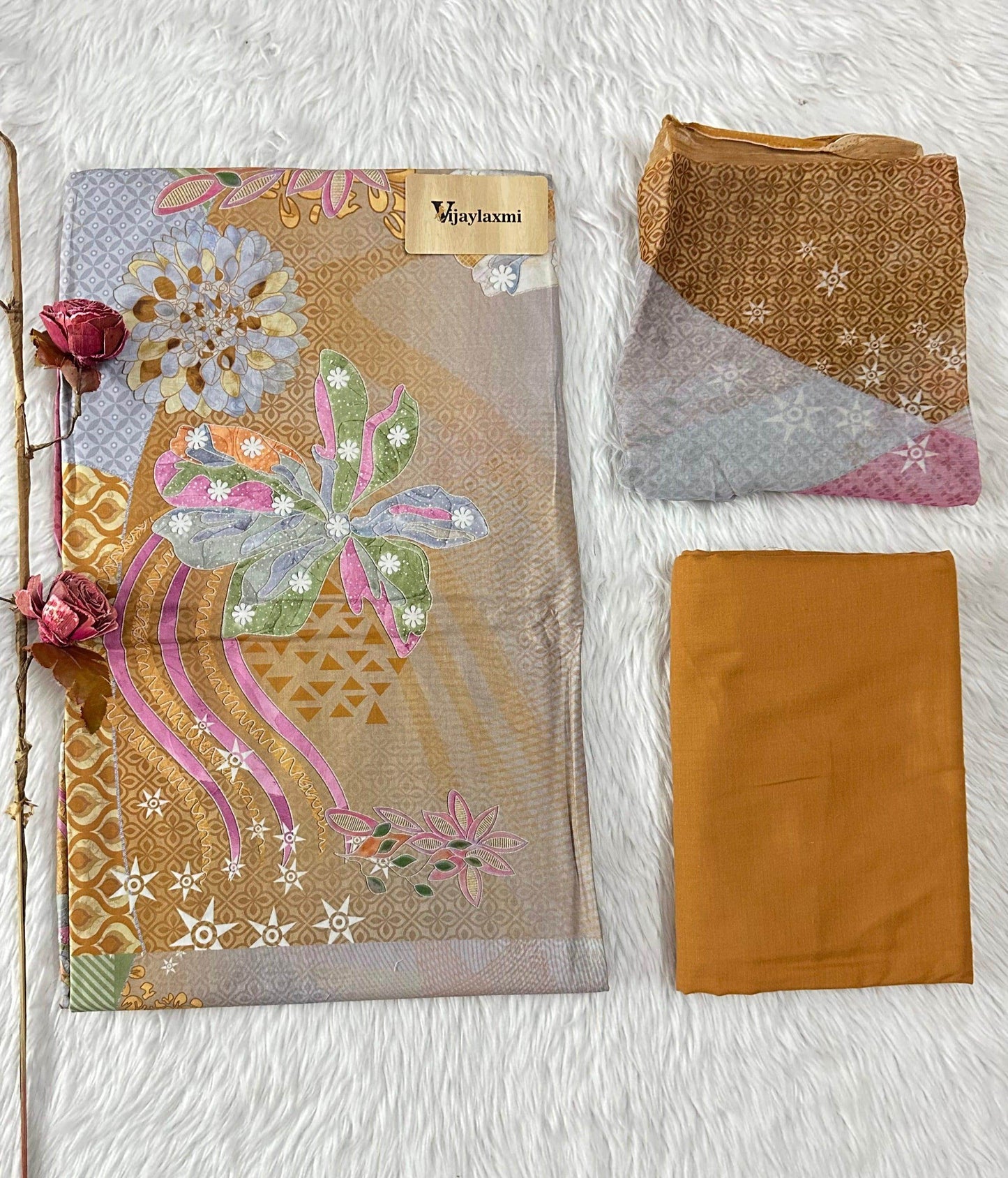 COTTON UNSTITCHED SUIT FOR WOMEN - Vijay Laxmi