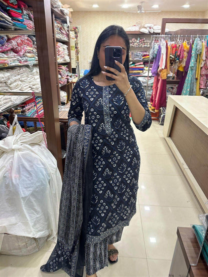 Indigo Cotton Suit - Vijay Laxmi