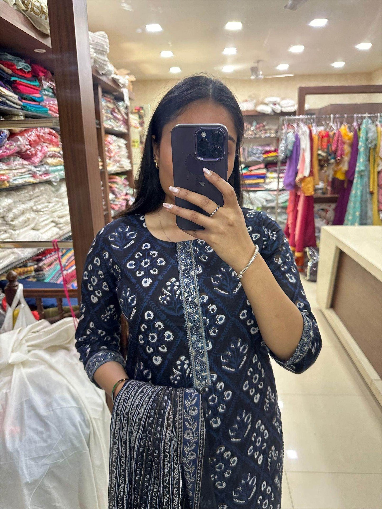 Indigo Cotton Suit - Vijay Laxmi