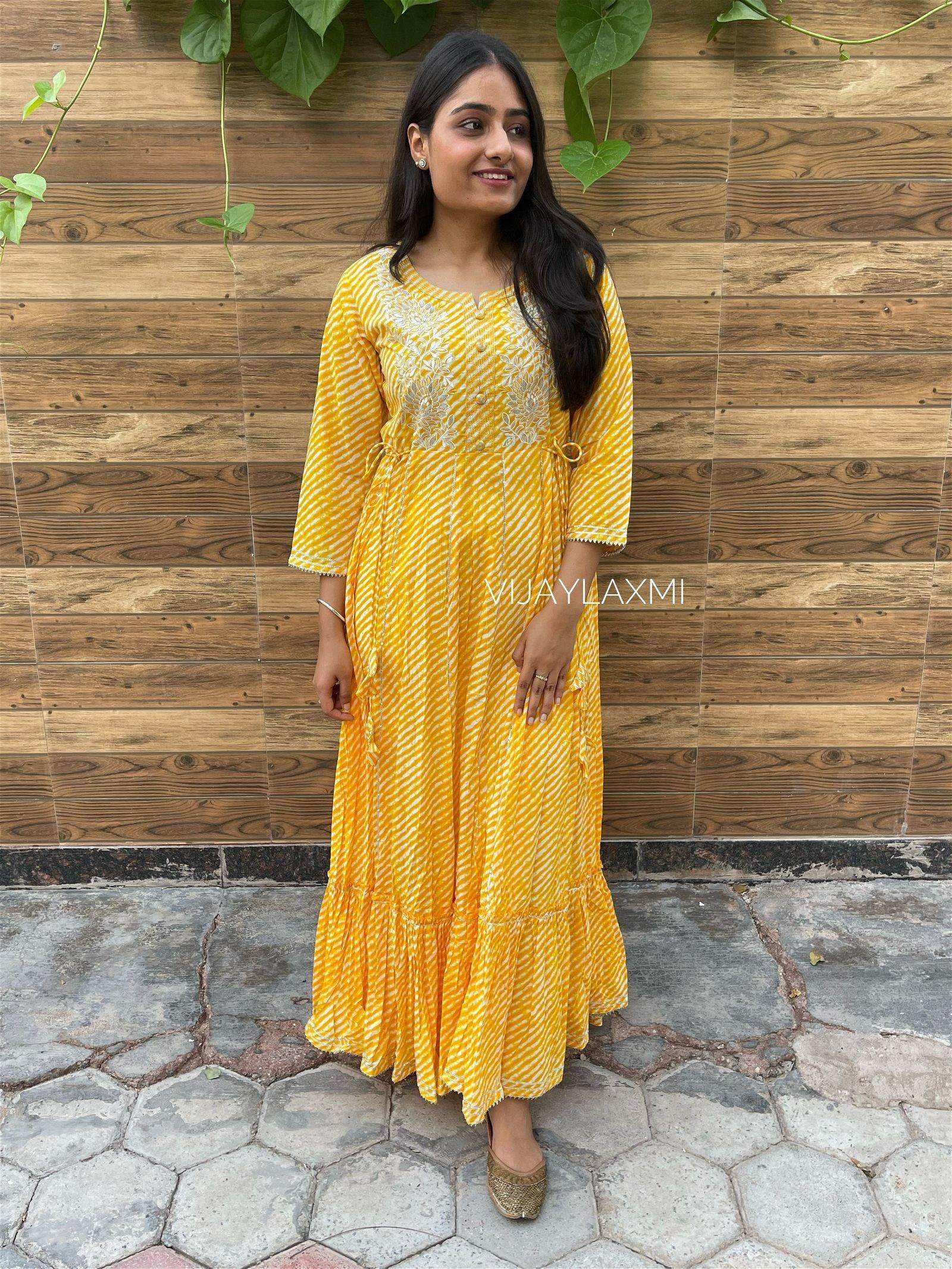 Leheriya cotton gown - Vijay Laxmi