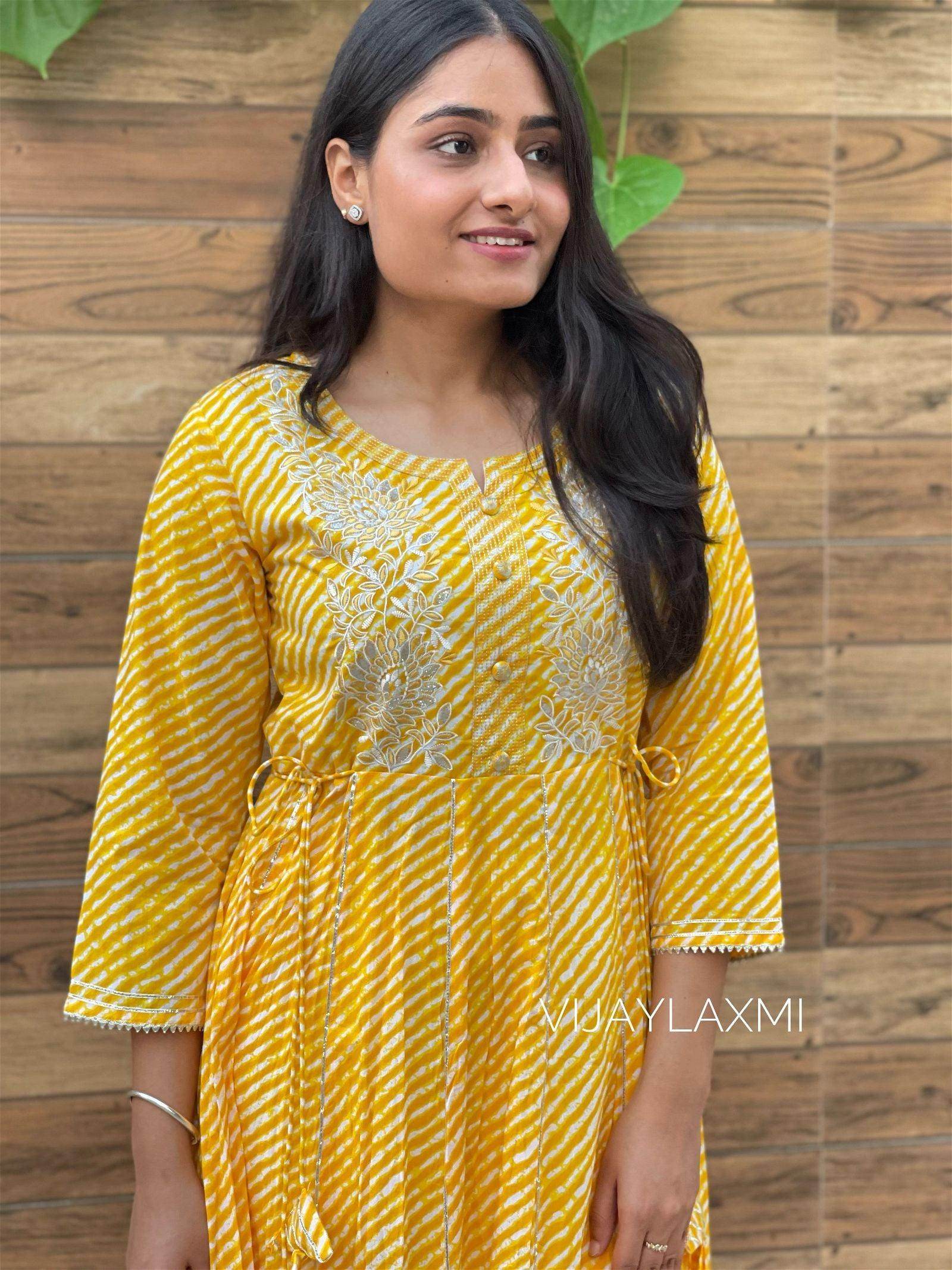 Leheriya cotton gown - Vijay Laxmi