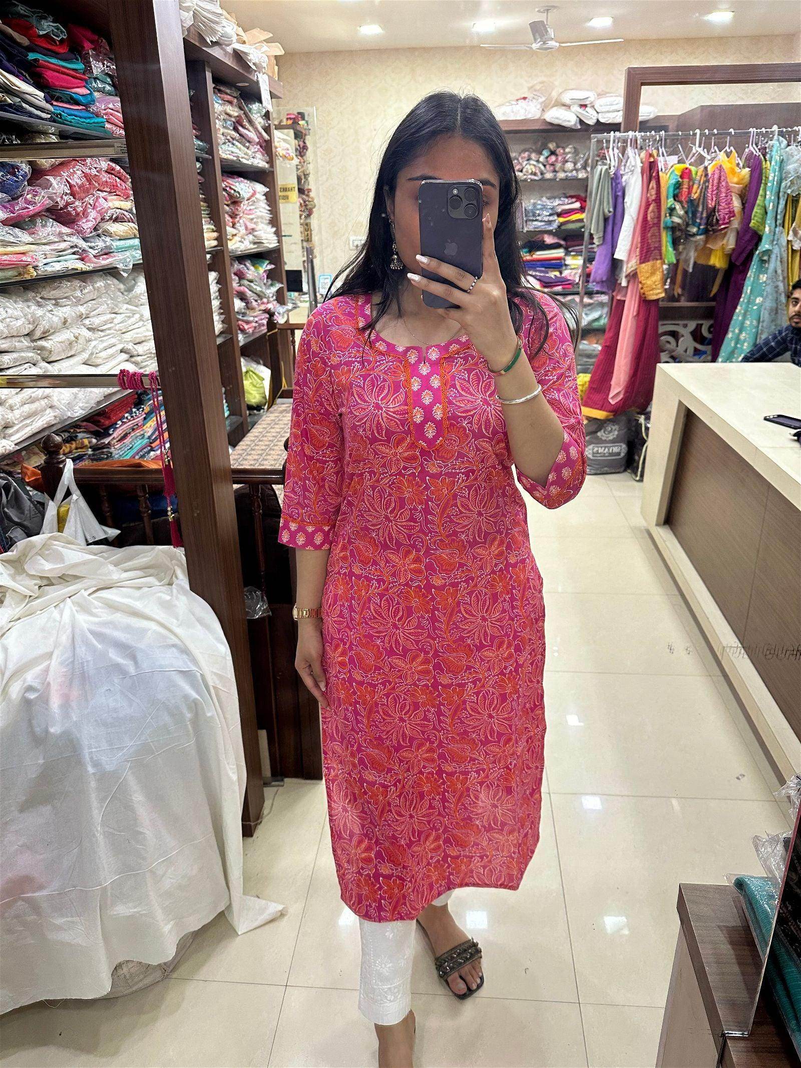 Long Cotton kurti - Vijay Laxmi