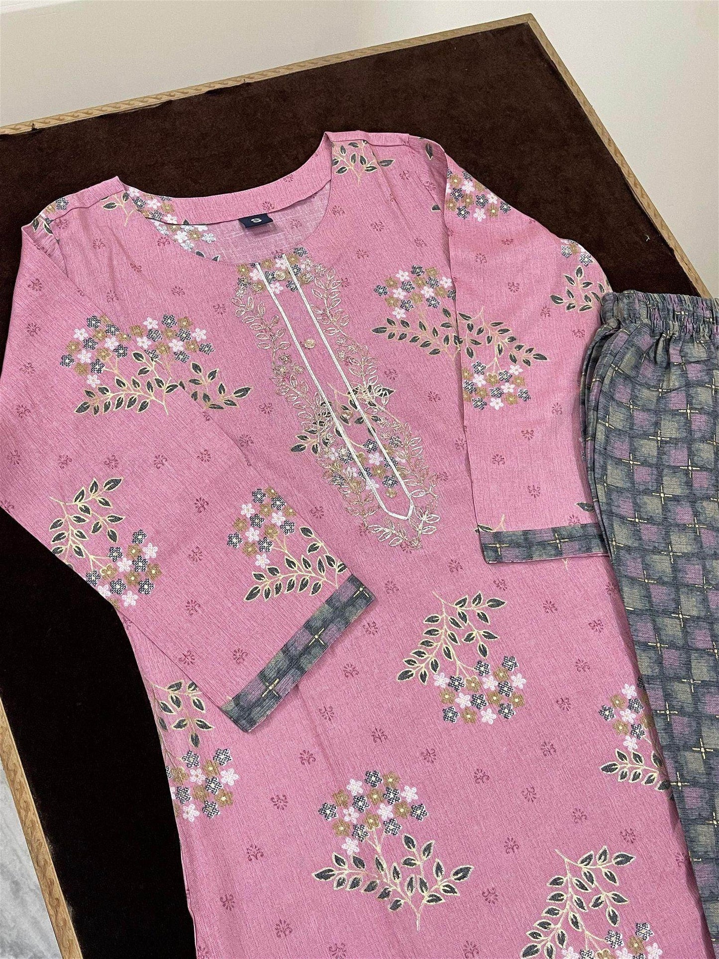 MUSLIN SUIT PNK - Vijay Laxmi