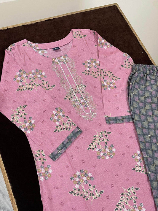 MUSLIN SUIT PNK - Vijay Laxmi