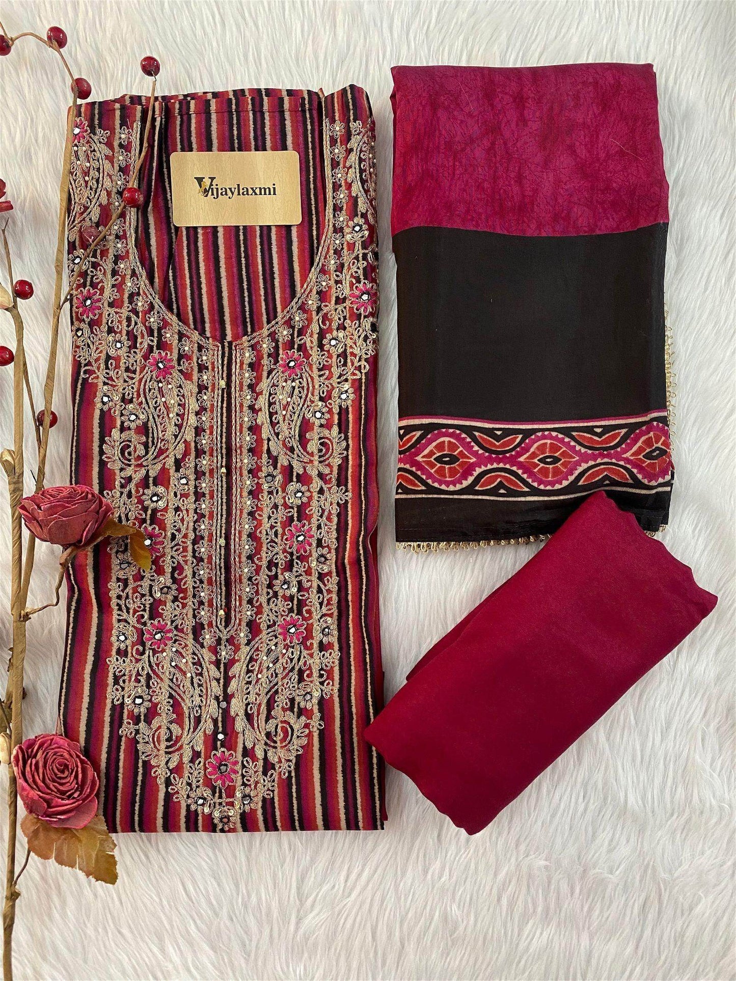 MUSLIN UNSTITCEHD SUIT - Vijay Laxmi