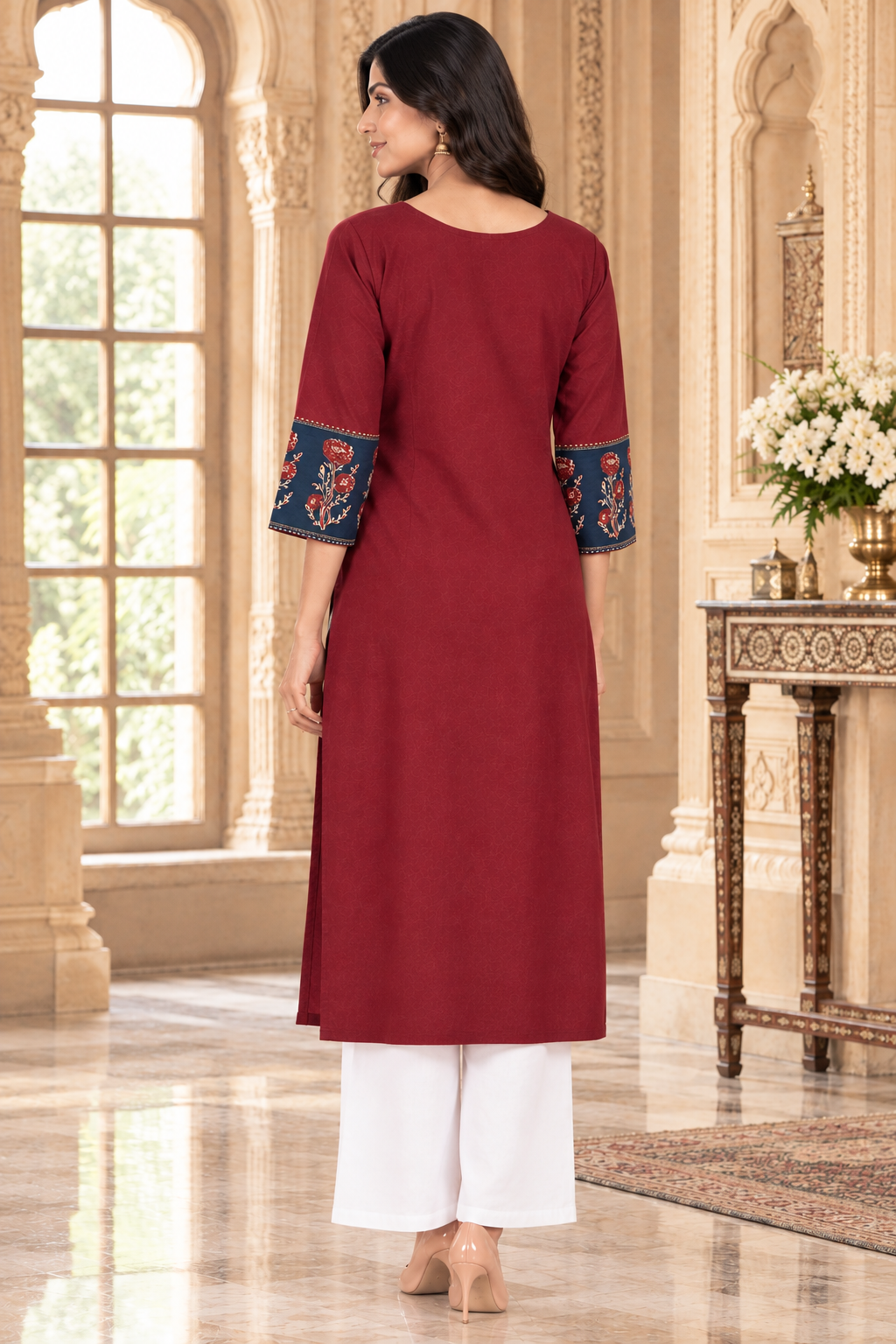 Rangrez pure cotton kurti for women maroon