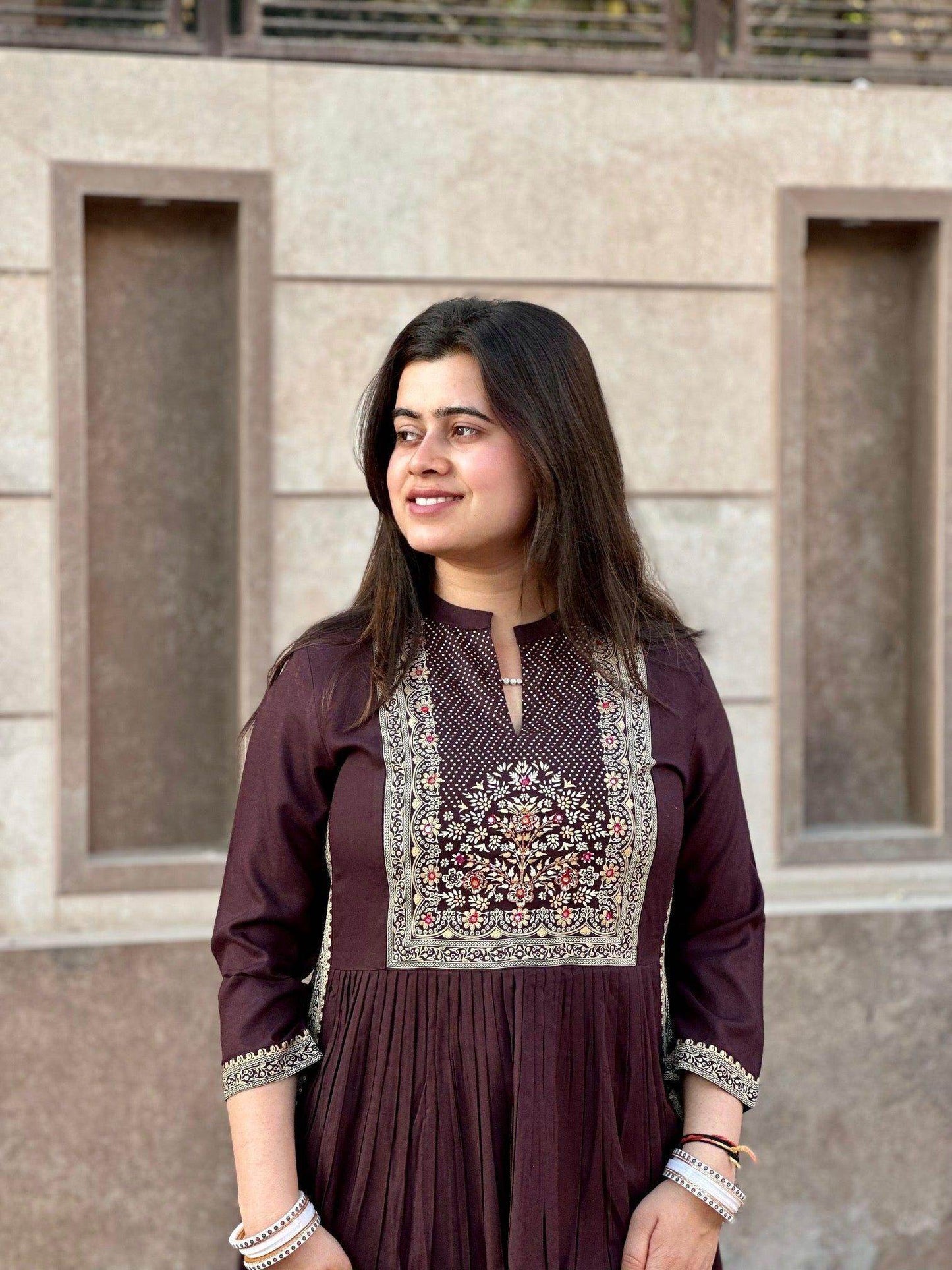 Naira Cut Kurti Brown - Vijay Laxmi