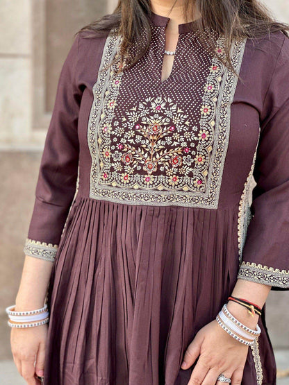 Naira Cut Kurti Brown - Vijay Laxmi