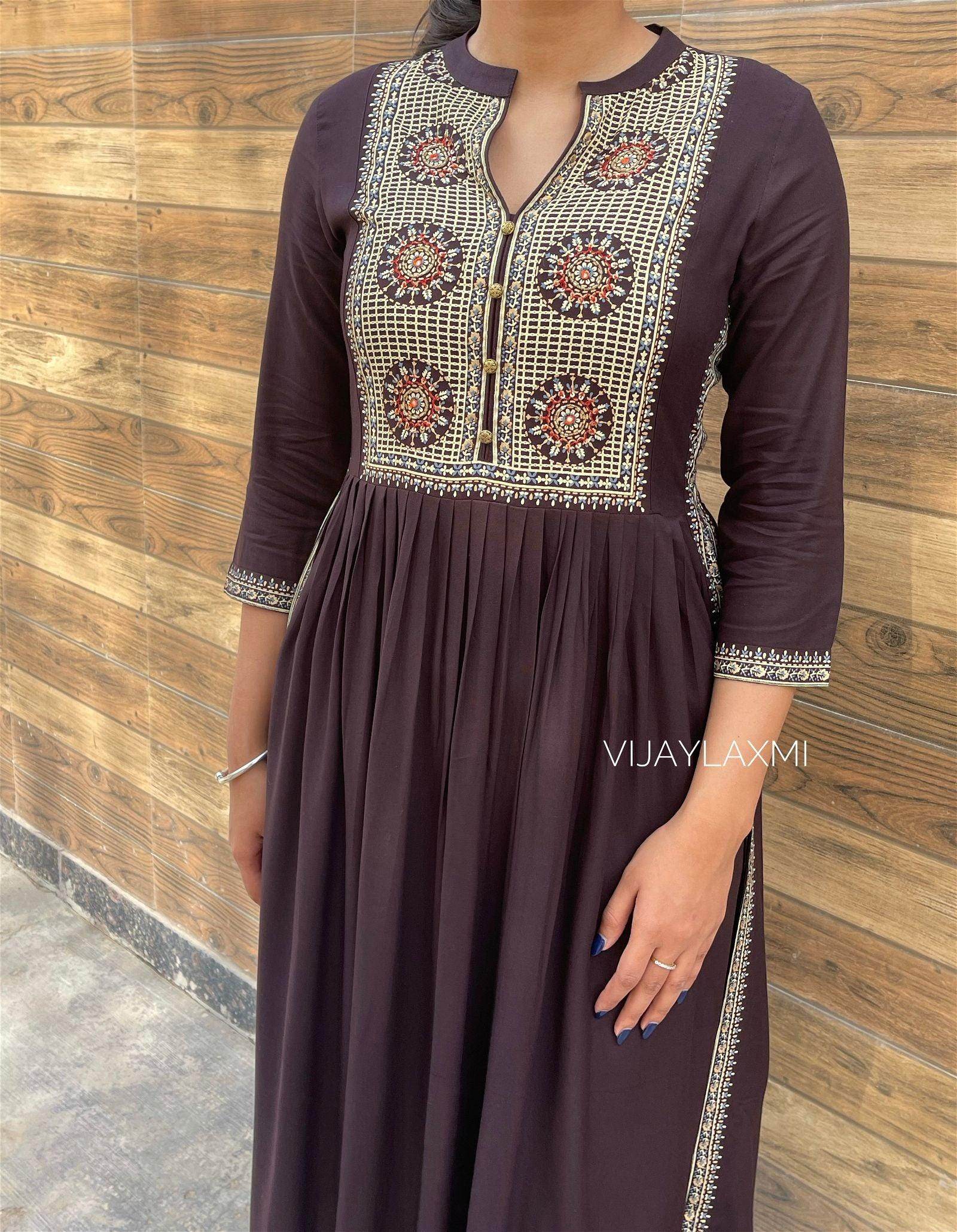 Naira cut Kurti D5 Brown - Vijay Laxmi