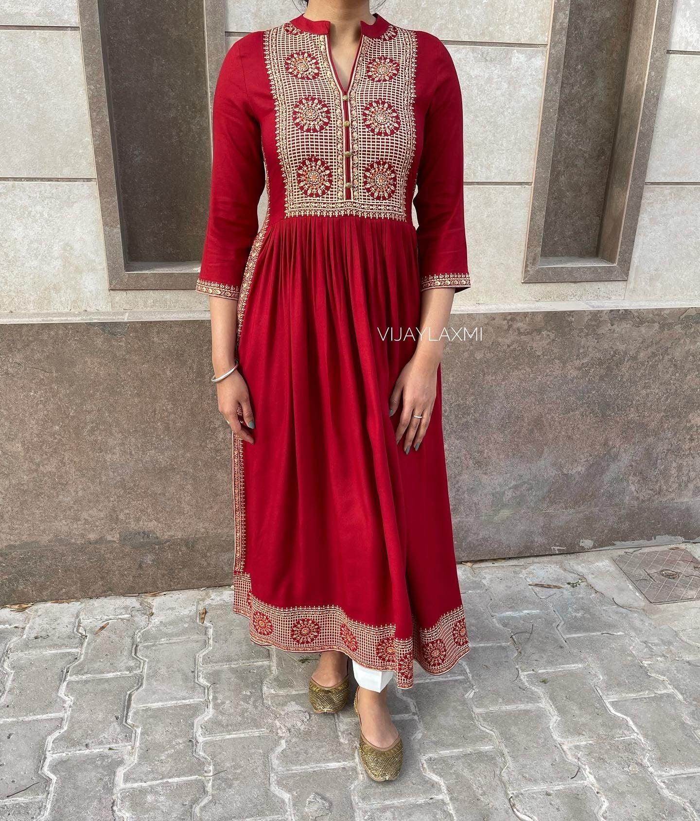Naira cut Kurti D5 Red - Vijay Laxmi