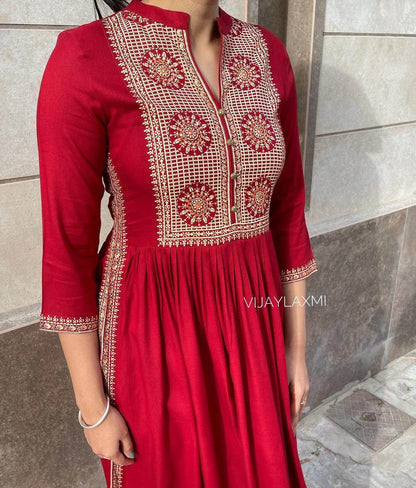 Naira cut Kurti D5 Red - Vijay Laxmi