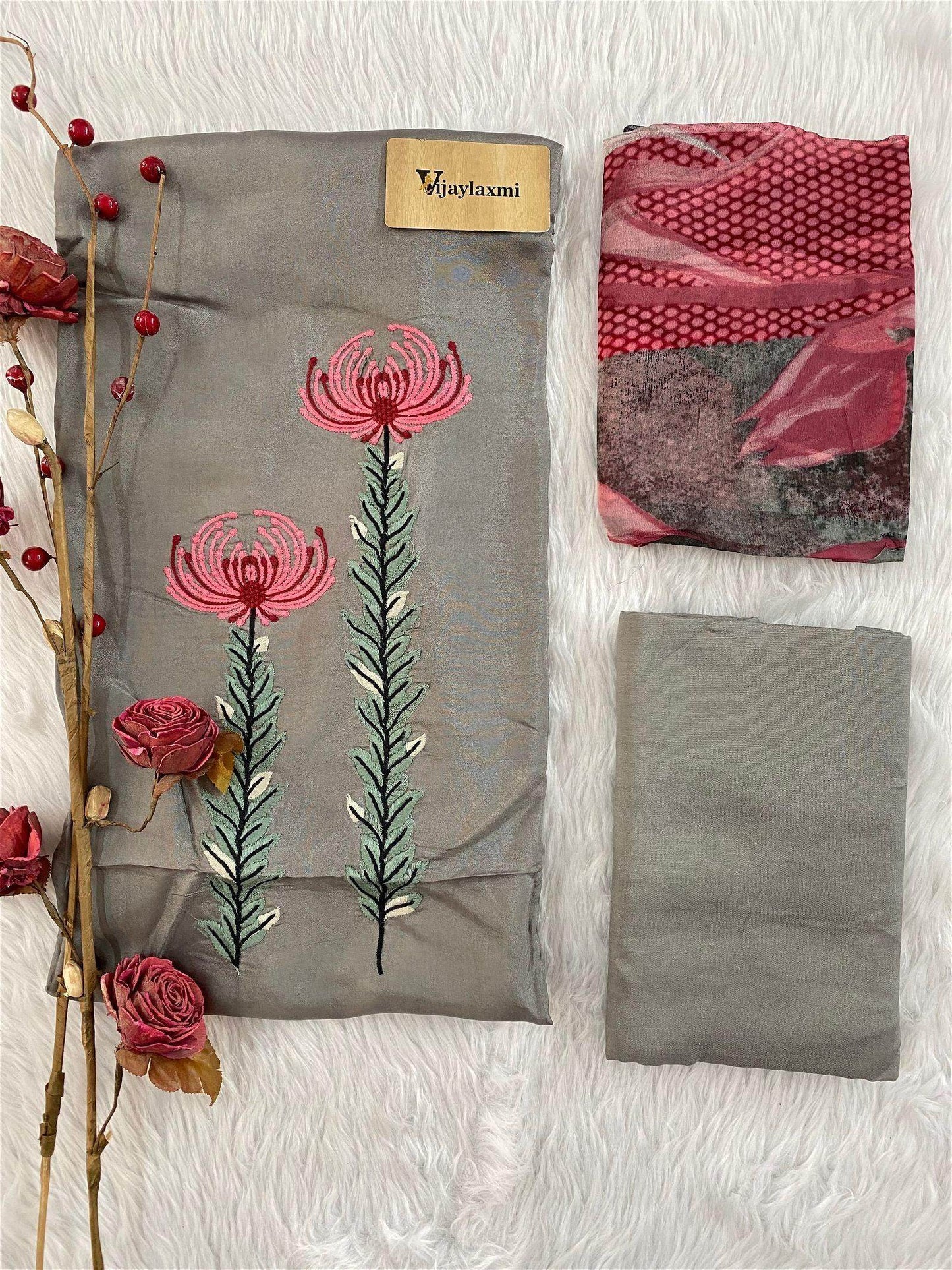 Silk unstitched suit - Vijay Laxmi