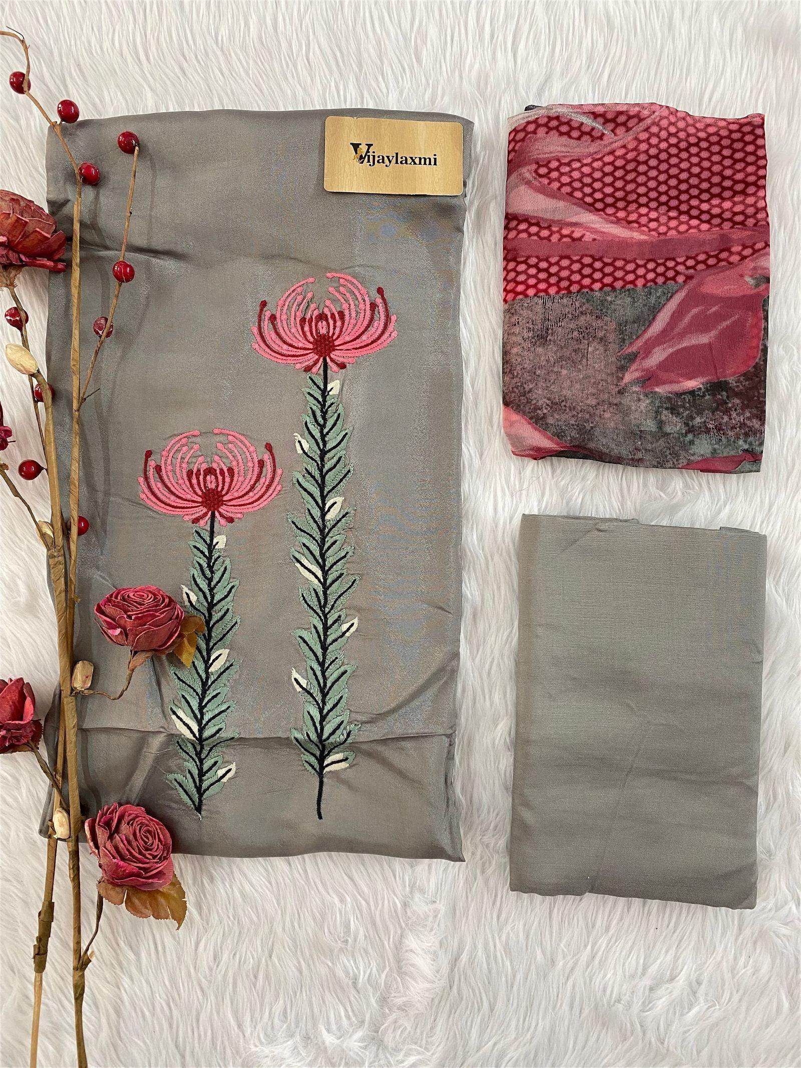 Silk unstitched suit - Vijay Laxmi