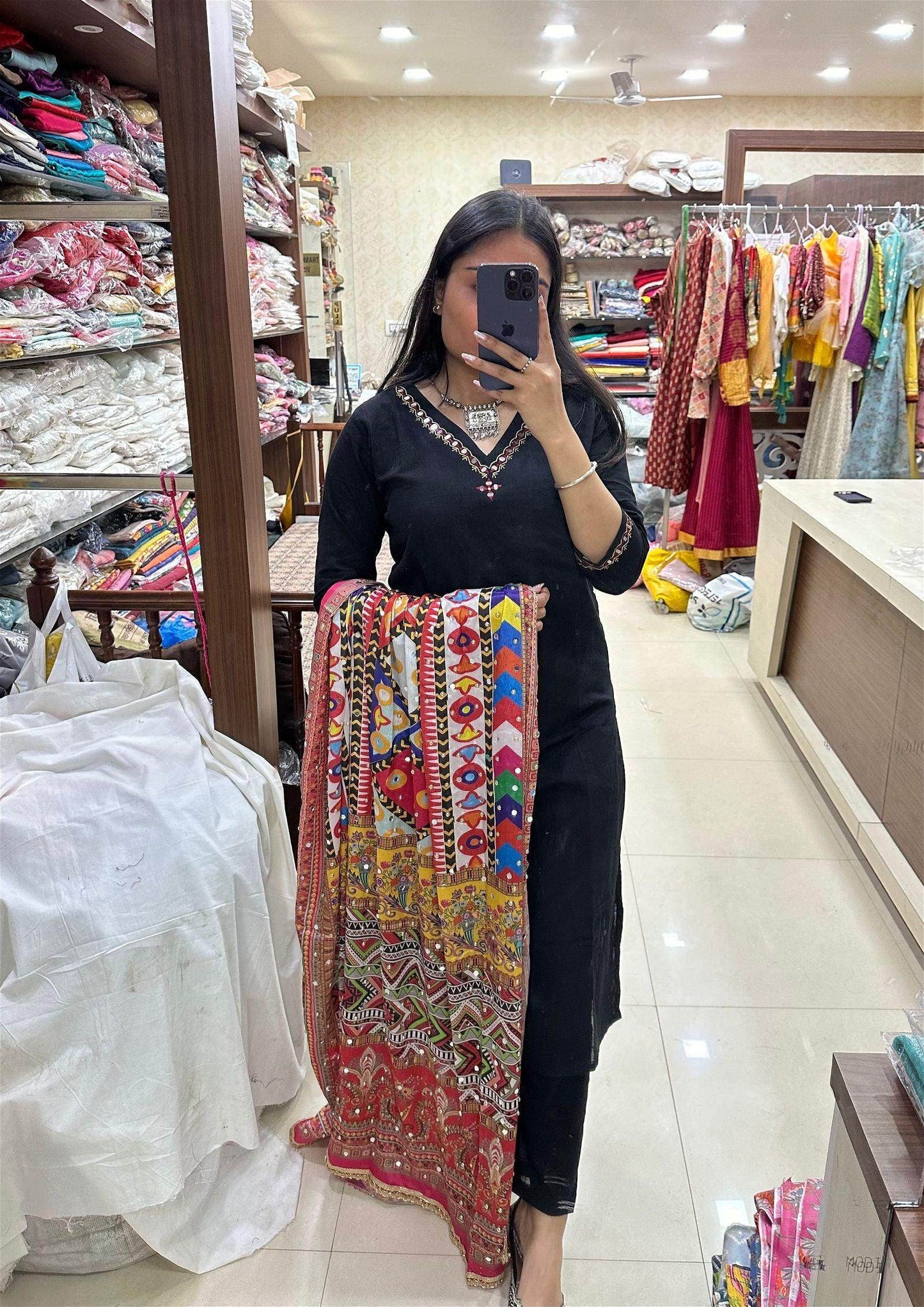 Phulkari cotton suit - Vijay Laxmi